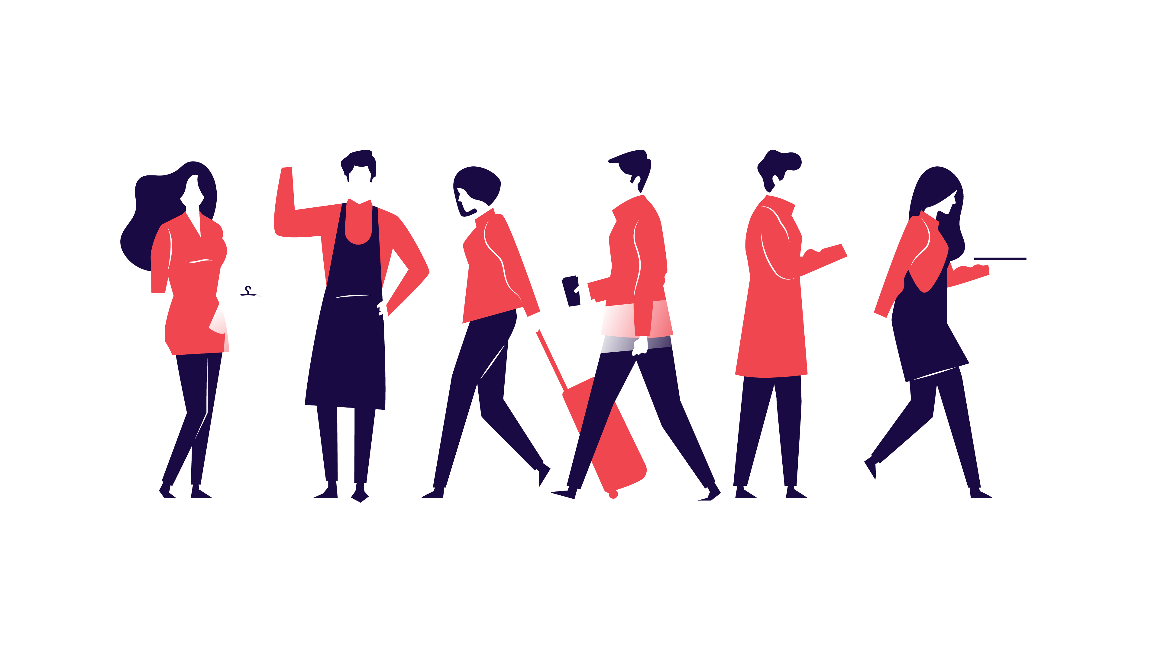 Illustration af forretningsejere i blå og rød farve